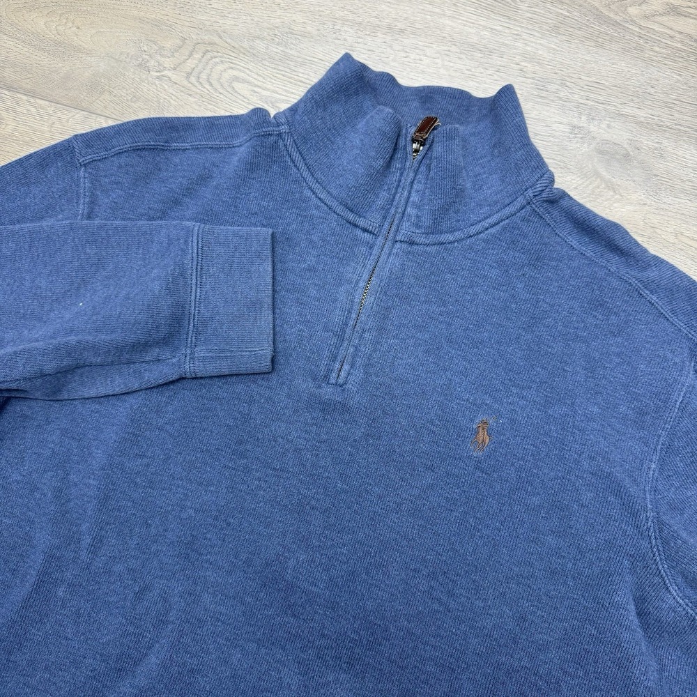 Polo Ralph Lauren Blue 1/4 Zip Pullover Sweater Men's Sz L Preppy Casual